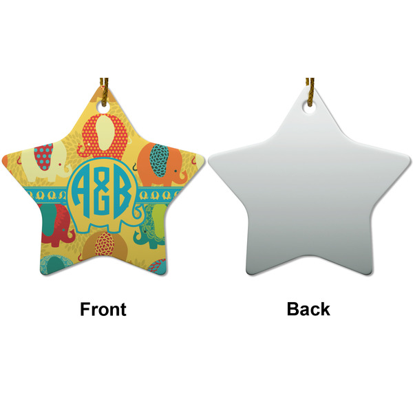 Cute Elephants Ceramic Flat Ornament - Star Front & Back (APPROVAL)