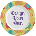 Cute Elephants Ceramic Dinner Plates (Set of 4) (Personalized)