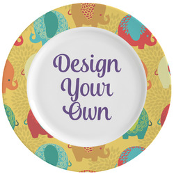 Cute Elephants Ceramic Dinner Plates (Set of 4) (Personalized)