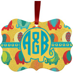 Cute Elephants Metal Frame Ornament - Double Sided w/ Couple's Names