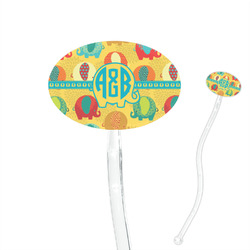 Cute Elephants 7" Oval Plastic Stir Sticks - Clear (Personalized)