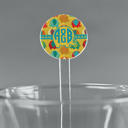 Cute Elephants 5.5" Round Plastic Stir Sticks - Clear (Personalized)