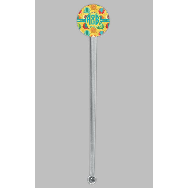 Cute Elephants Clear Plastic 7" Stir Stick - Round - Single Stick