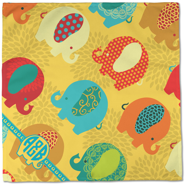Cute Elephants Cloth Napkins - Personalized Dinner (Full Open)