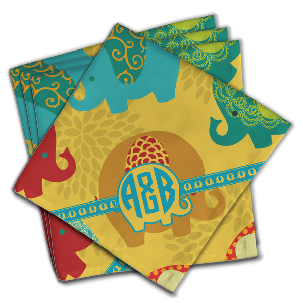 Cute Elephants Cloth Napkins - Personalized Dinner (PARENT MAIN Set of 4)