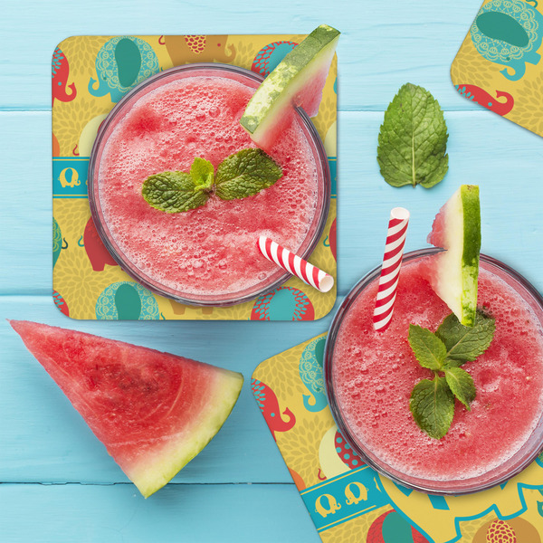 Cute Elephants Coaster Set - LIFESTYLE