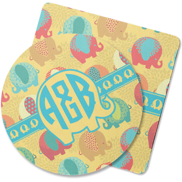 Custom Cute Elephants Rubber Backed Coaster (Personalized)