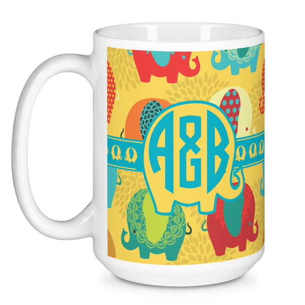 Cute Elephants Coffee Mug - 15 oz - White