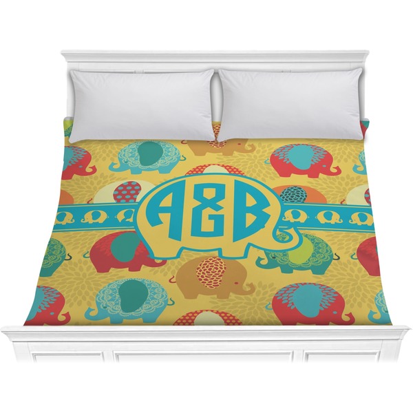 Custom Cute Elephants Comforter - King (Personalized)