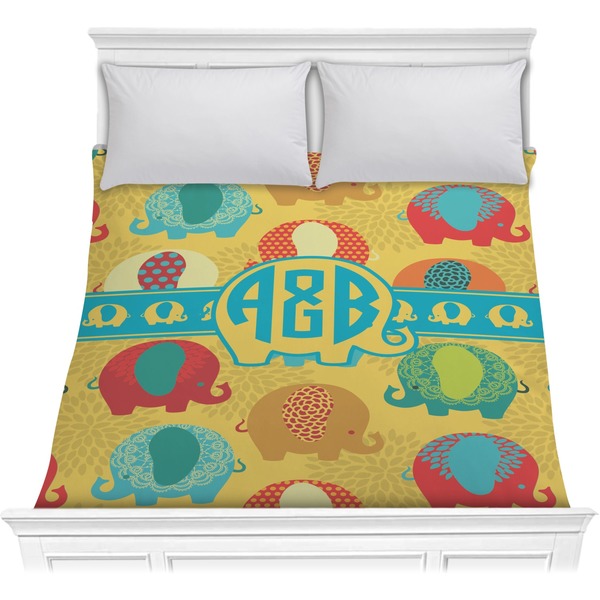 Custom Cute Elephants Comforter - Full / Queen (Personalized)