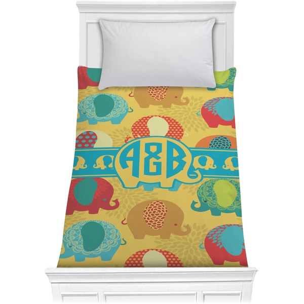 Custom Cute Elephants Comforter - Twin XL (Personalized)