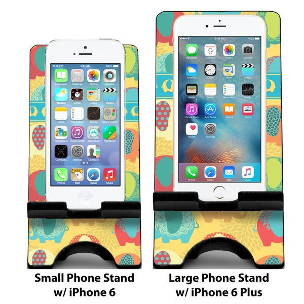 Cute Elephants Compare Phone Stand Sizes - with iPhones