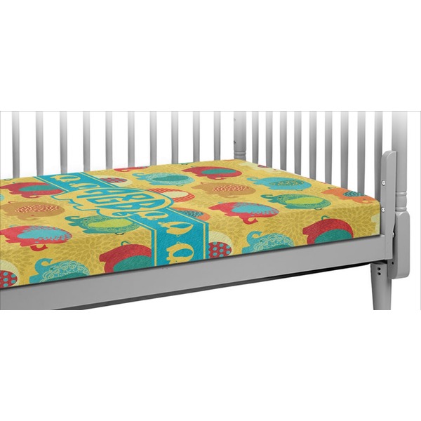 Custom Cute Elephants Crib Fitted Sheet (Personalized)