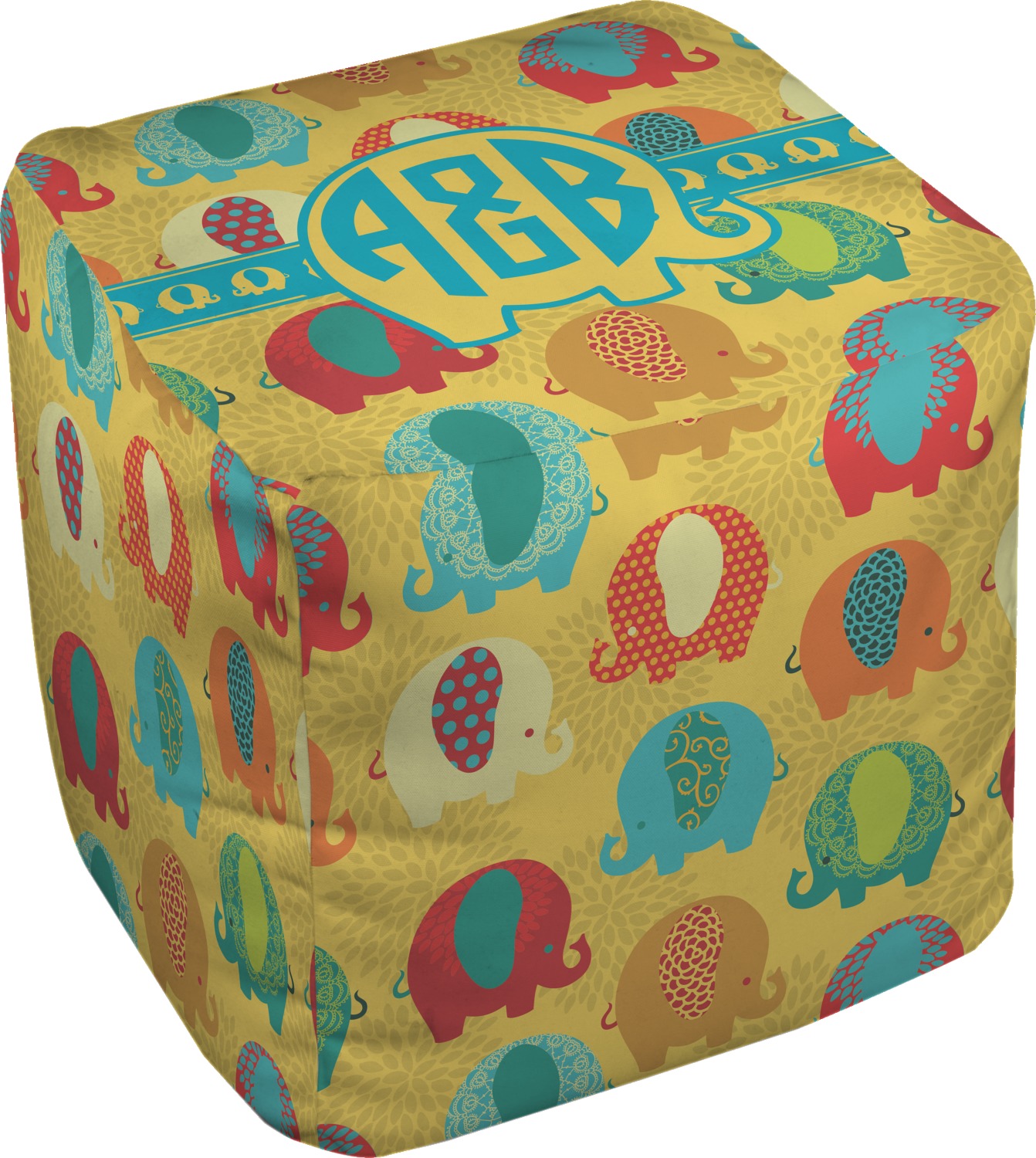 Custom Cute Elephants Cube Pouf Ottoman (Personalized) YouCustomizeIt