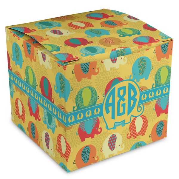Custom Cute Elephants Cube Favor Gift Boxes (Personalized)