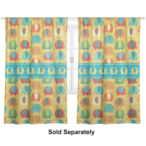 Custom Cute Elephants Curtain Panel - Custom Size