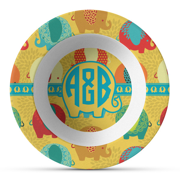 Custom Cute Elephants Plastic Bowl - Microwave Safe - Composite Polymer (Personalized)