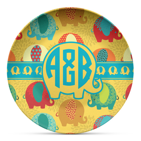 Custom Cute Elephants Microwave Safe Plastic Plate - Composite Polymer (Personalized)