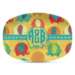 Cute Elephants Plastic Platter - Microwave & Oven Safe Composite Polymer (Personalized)