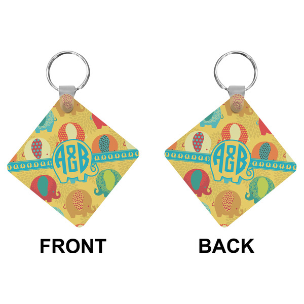 Cute Elephants Diamond Keychain (Front + Back)