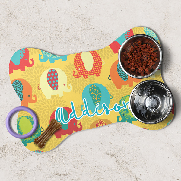 Cute Elephants Dog Bone Shaped Mat Lifestyle