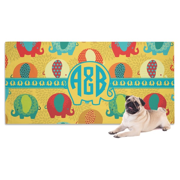 Custom Cute Elephants Dog Towel (Personalized)