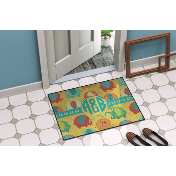 Cute Elephants Door Mat Lifestyle