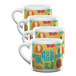 Cute Elephants Double Shot Espresso Cups - Set of 4 (Personalized)
