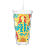 Cute Elephants Double Wall Tumbler with Straw (Personalized)