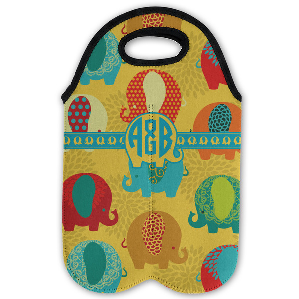 Cute Elephants Double Wine Tote - Flat (new)