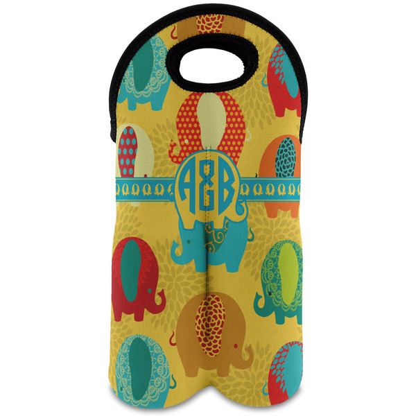 Custom Cute Elephants Wine Tote Bag (2 Bottles) (Personalized)