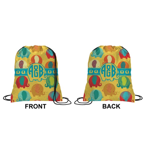Cute Elephants Drawstring Backpack Front & Back Medium