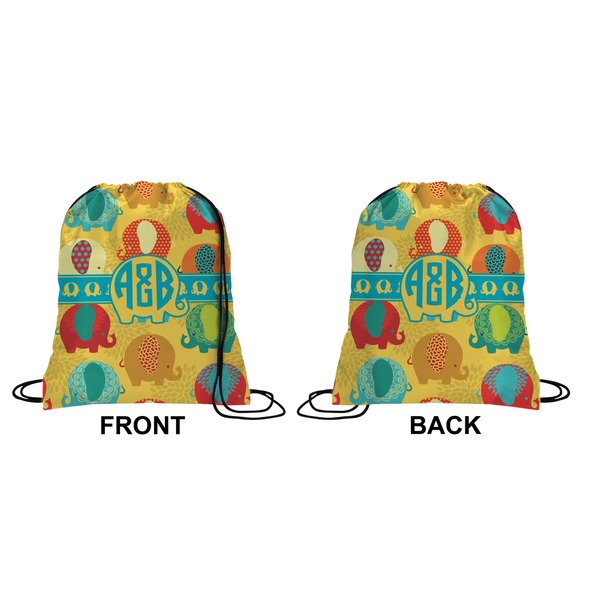 Cute Elephants Drawstring Backpack Front & Back Small