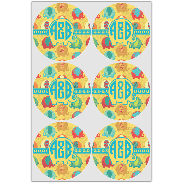 Cute Elephants Drink Topper - Large - Set of 6