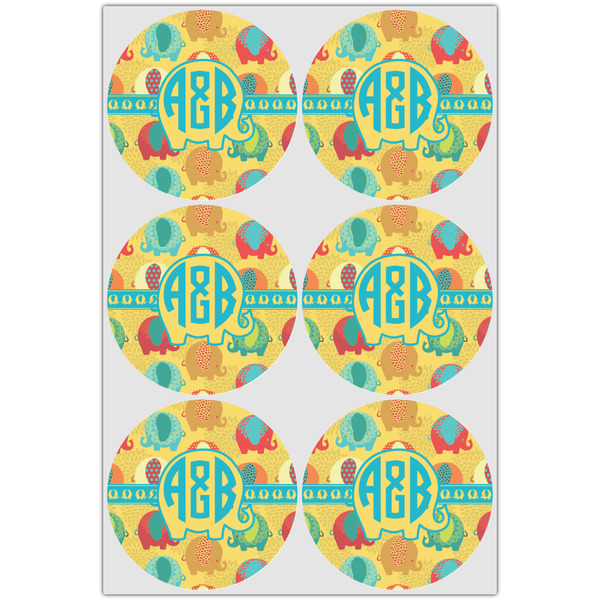 Cute Elephants Drink Topper - XLarge - Set of 6