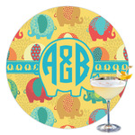 Cute Elephants Printed Drink Topper - 3.5" (Personalized)