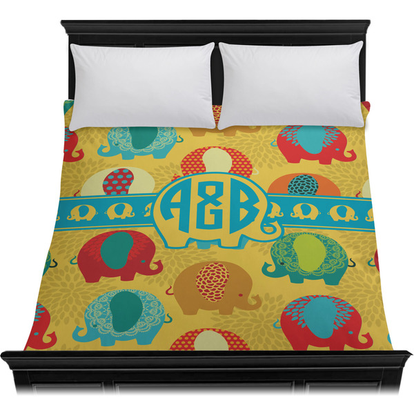 Cute Elephants Duvet Cover - Queen - On Bed - No Prop