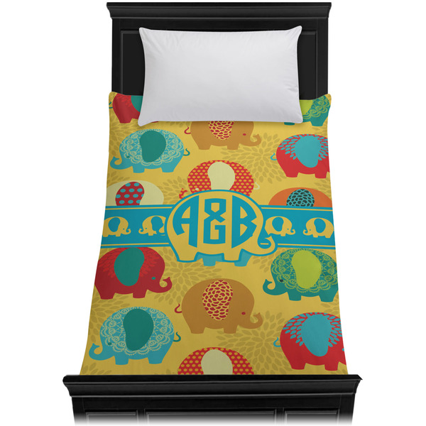 Cute Elephants Duvet Cover - Twin - On Bed - No Prop