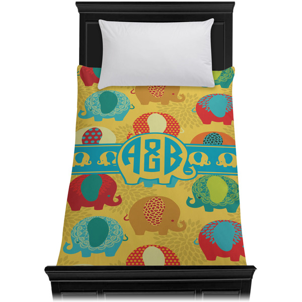 Cute Elephants Duvet Cover - Twin XL - On Bed - No Prop