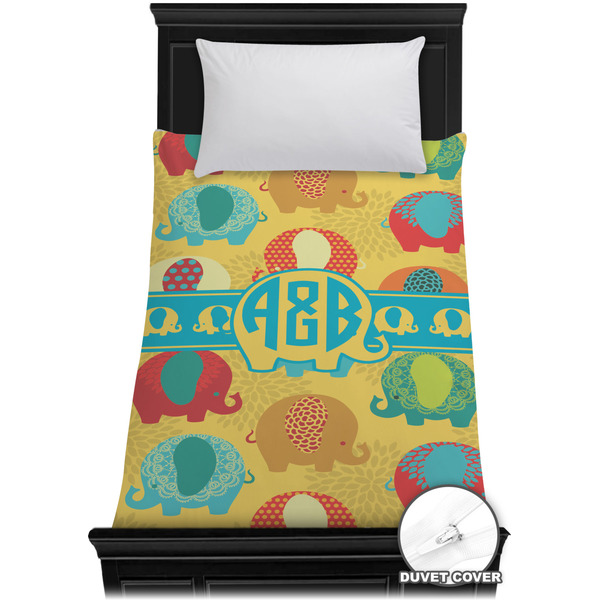 Custom Cute Elephants Duvet Cover - Twin XL (Personalized)