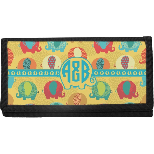 Custom Cute Elephants Canvas Checkbook Cover (Personalized)