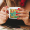 Cute Elephants Espresso Cup - 6oz (Double Shot) LIFESTYLE (Woman hands cropped)