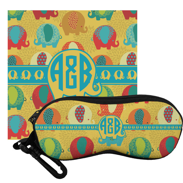Custom Cute Elephants Eyeglass Case & Cloth (Personalized)