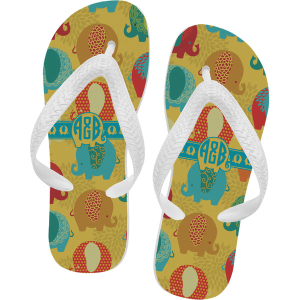 Custom Cute Elephants Flip Flops (Personalized)