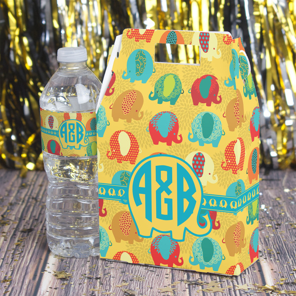 Cute Elephants Gable Favor Box - In Context