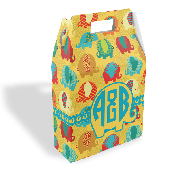 Custom Cute Elephants Gable Favor Box (Personalized)