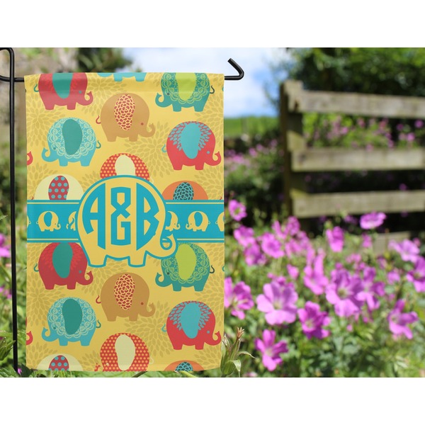 Cute Elephants Garden Flag - Outside In Flowers