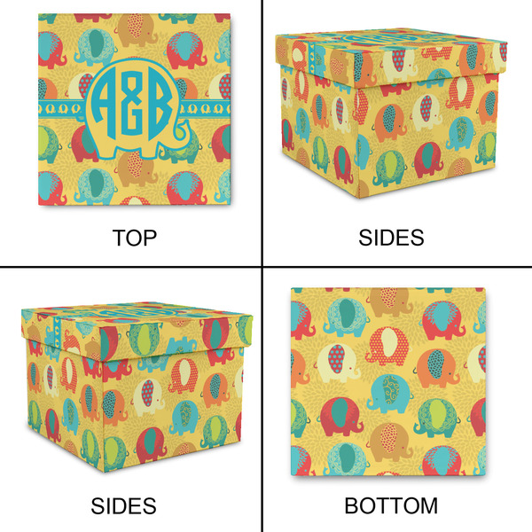 Cute Elephants Gift Boxes with Lid - Canvas Wrapped - Large - Approval