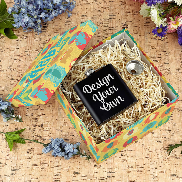 Cute Elephants Gift Boxes with Lid - Canvas Wrapped - Large - In Context