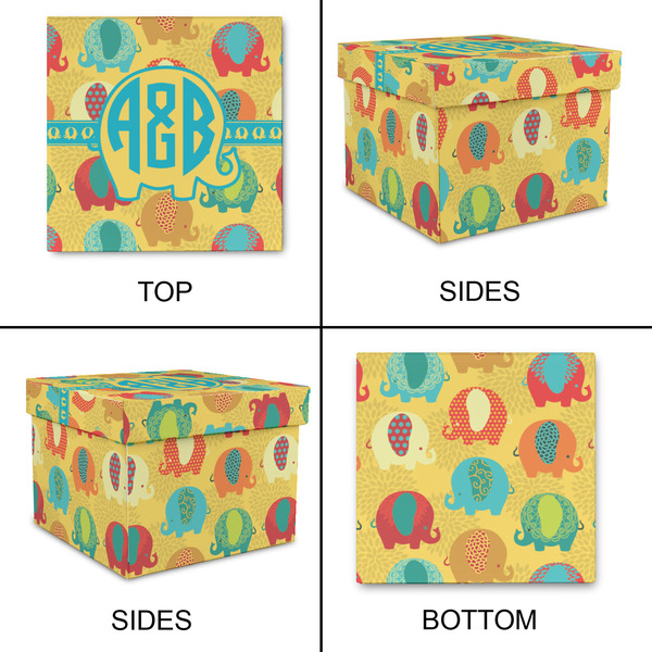 Cute Elephants Gift Boxes with Lid - Canvas Wrapped - Small - Approval